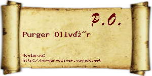 Purger Olivér névjegykártya